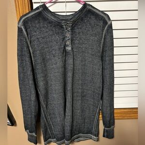 Dark Gray Buckle Henley Long-sleeve T-Shirt (S)